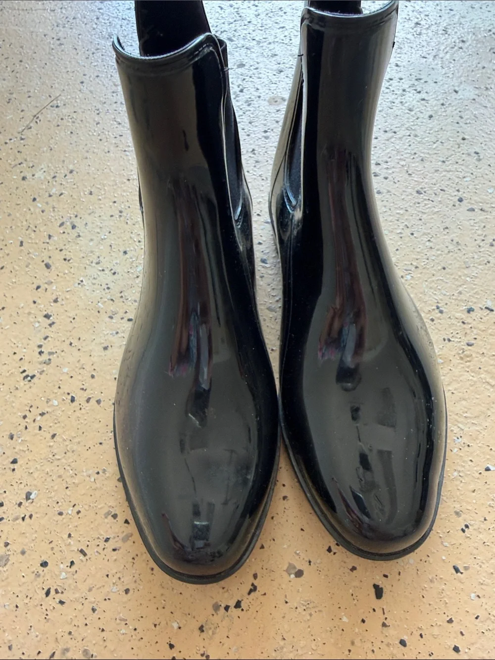 Black Patent Chelsea Ankle Boots - Sleek Waterproof Finish
